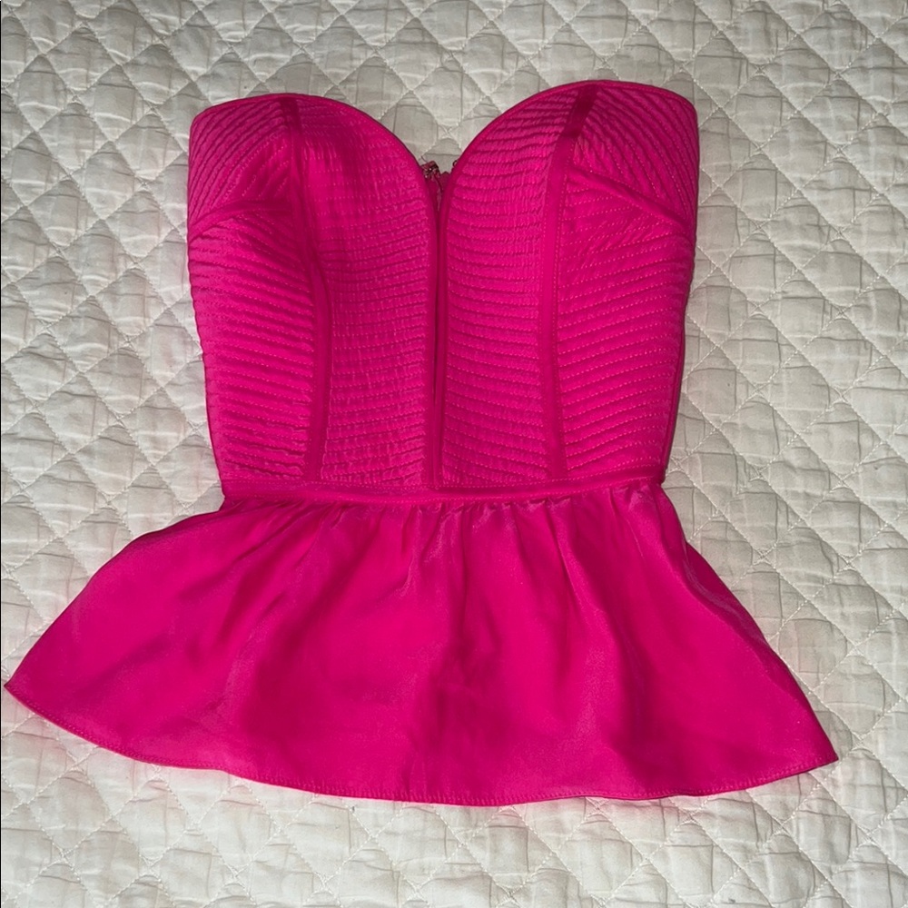 Parker Pink Strapless Peplum Top